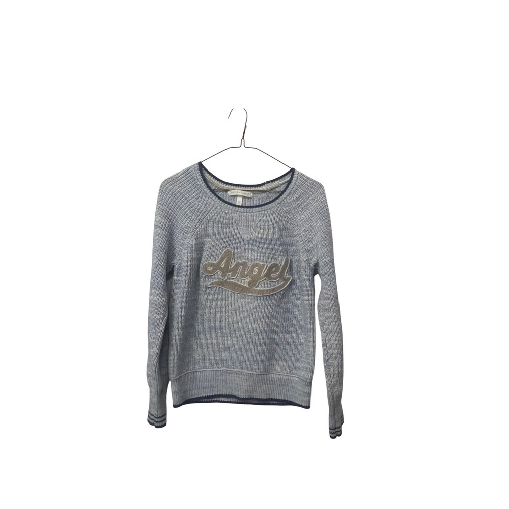 Victoria's Secret Angel‎ Marled Blue Knit Sweater Chenille Patch Pullover Small
